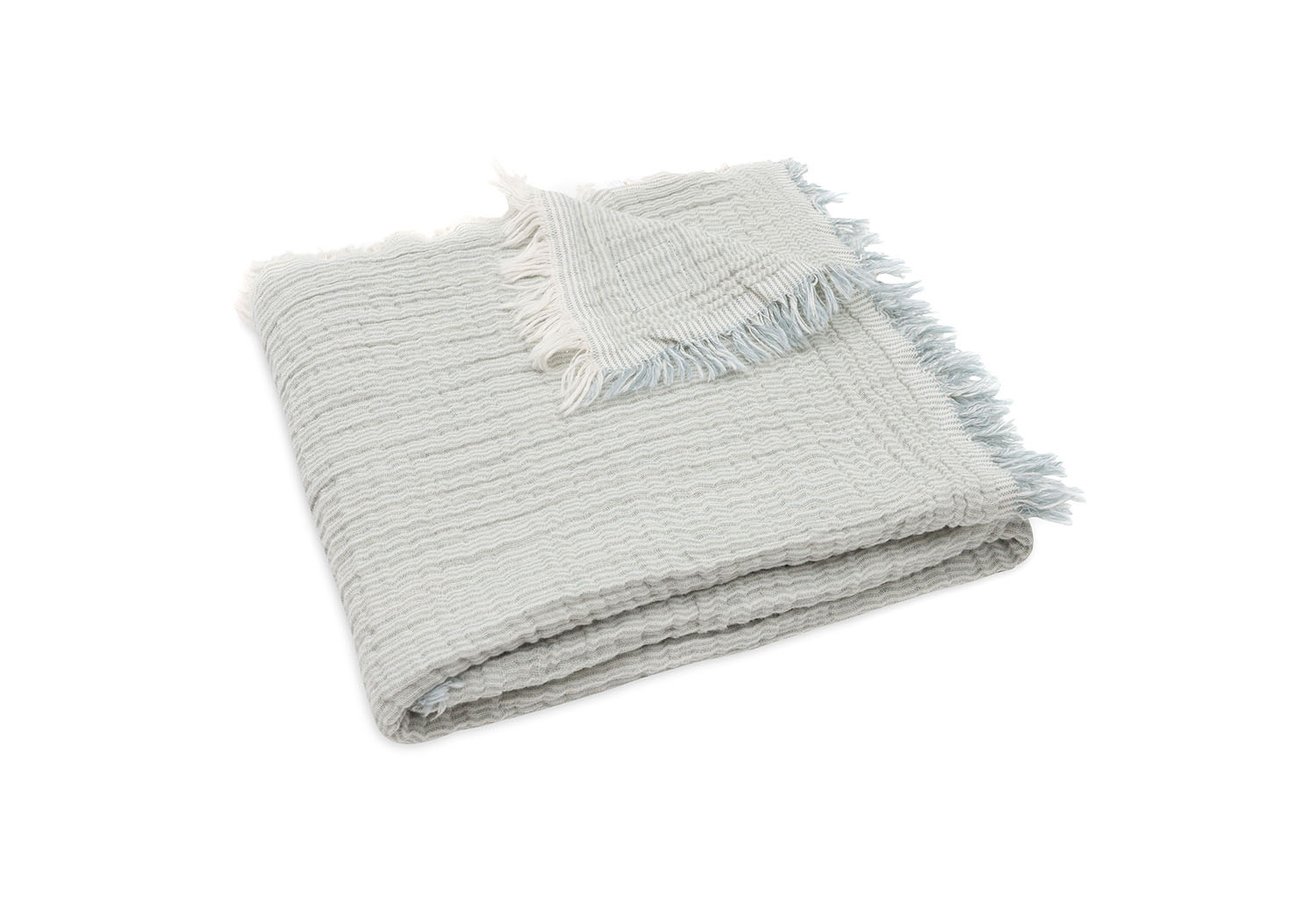 Babydecke Musselin - Fringe Stripe Sea Green / ivory (75x100 cm)
