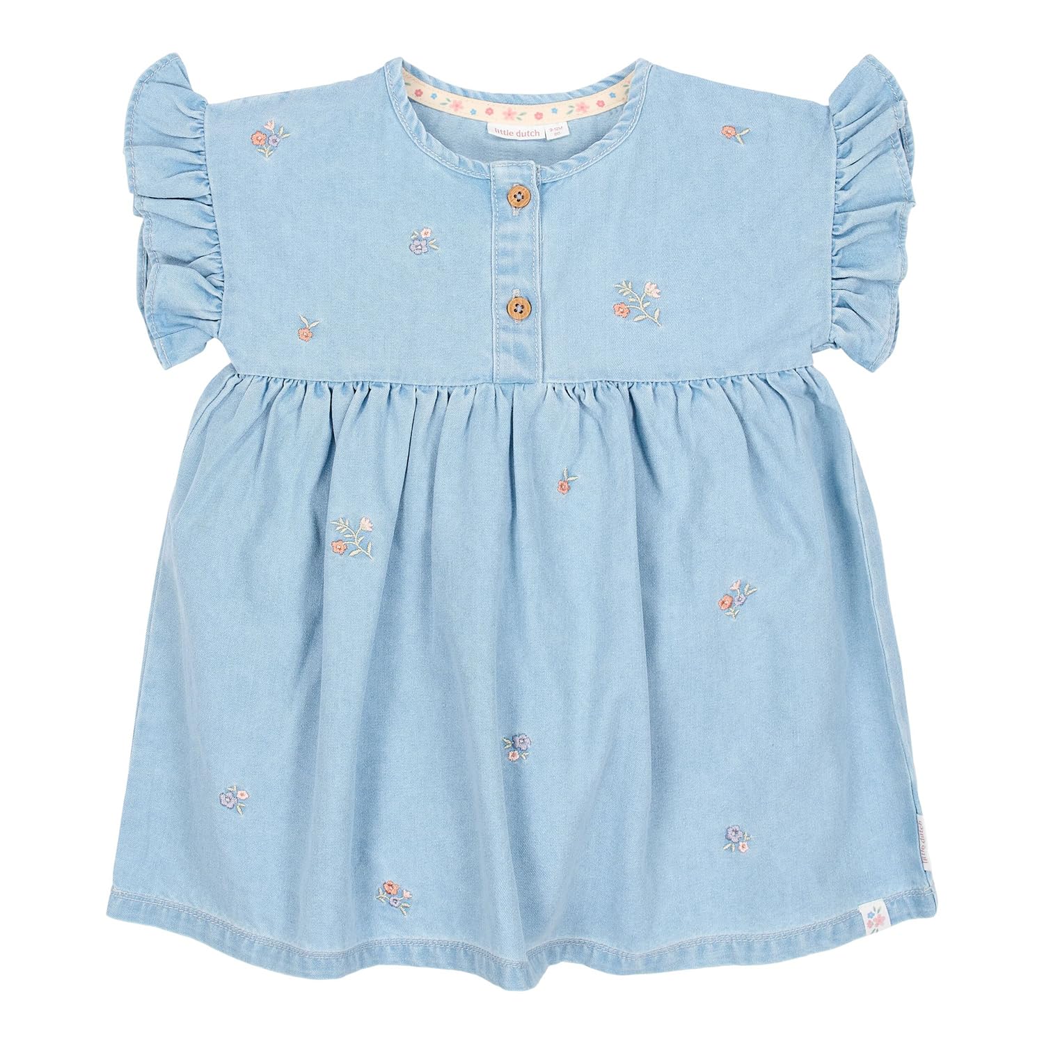 Kleid kurzärmlig mit Rüschen Denim - Fairy Garden blau (Gr. 74)