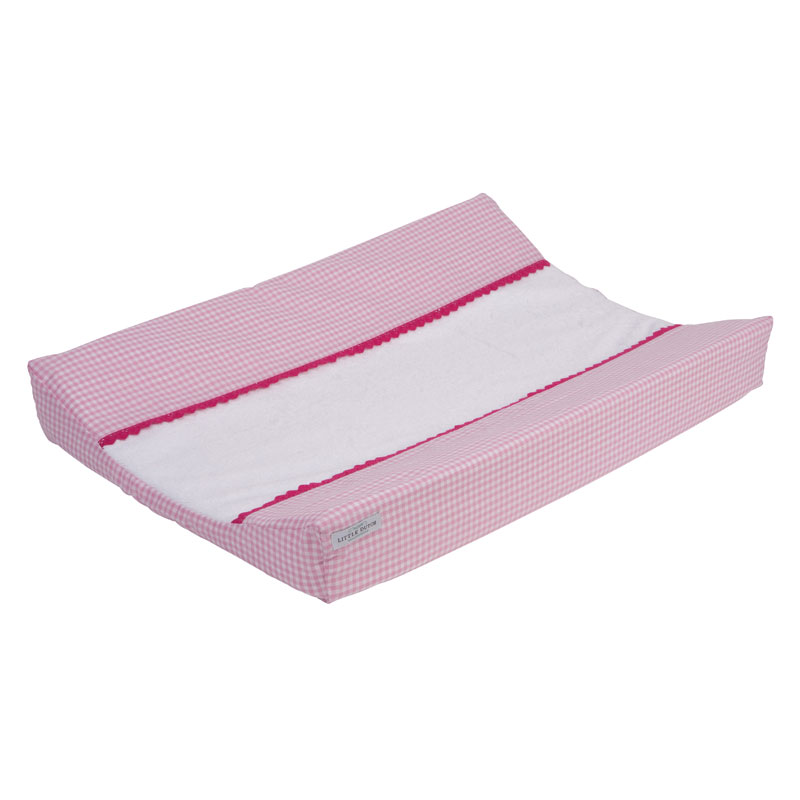 Wickelauflagenbezug rosa weiß kariert (45x70 cm)