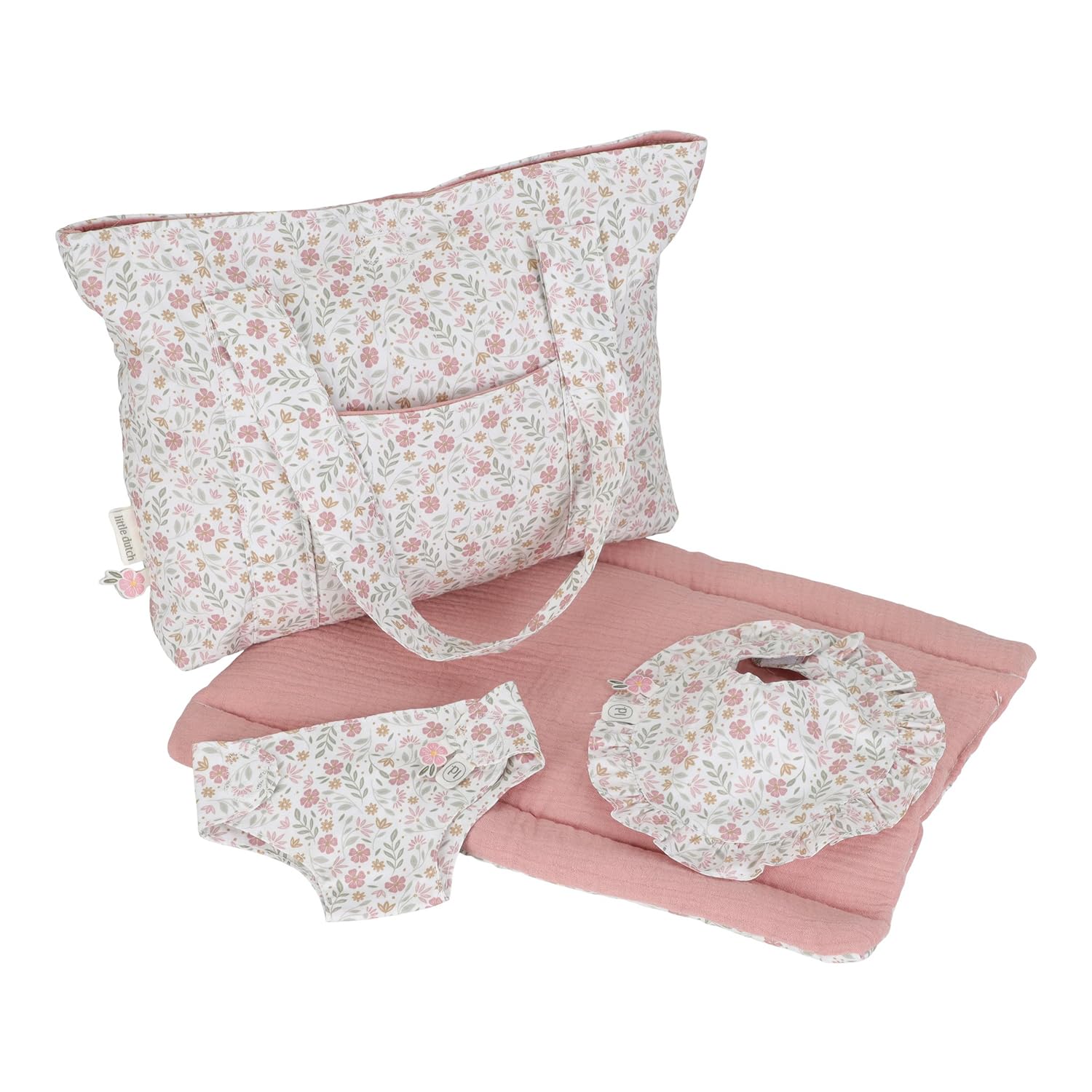 Puppenwickeltasche 4-teilig - Soft Flowers rosa