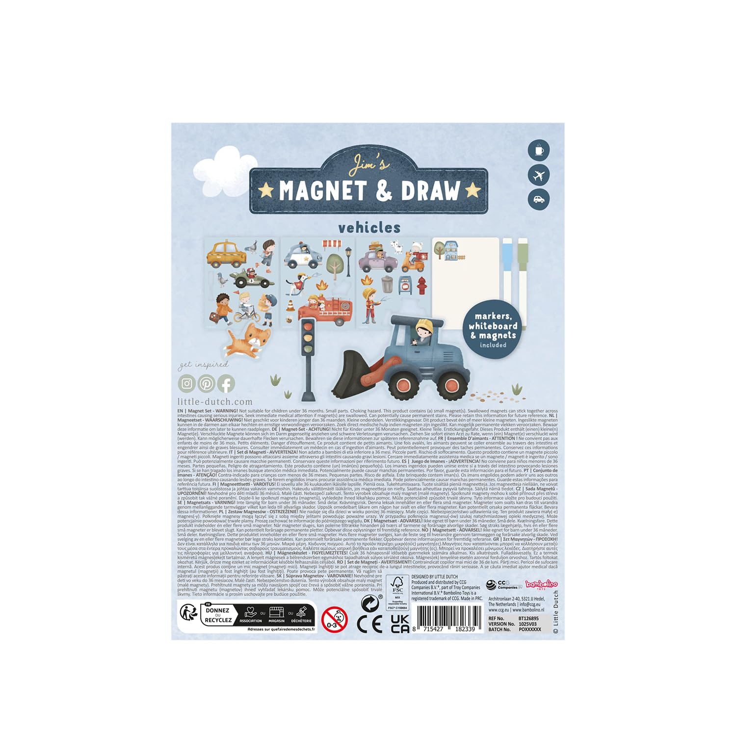 Magnetische Spielbox / Spielbuch - Jim's Vehicles blau