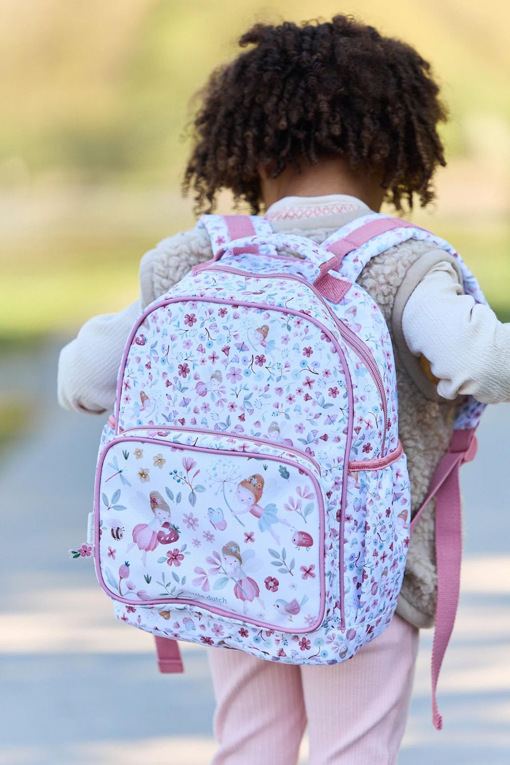 Kinderrucksack groß - Fairy Garden weiß / rosa