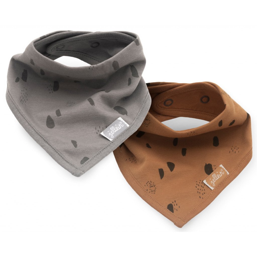 Bandana Lätzchen Halstuch 2er Set Spot Tupfen karamell grau
