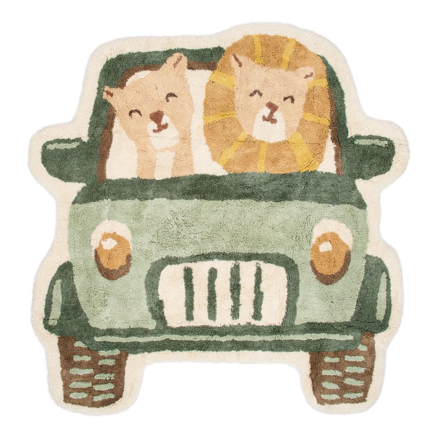 Teppich Safari Auto Safari Leo - Safari Friends grün (110x108 cm)