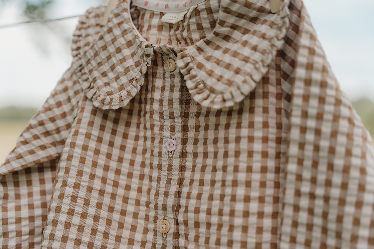 Bluse langarm kariert - Little Farm braun / weiß (Gr. 98)