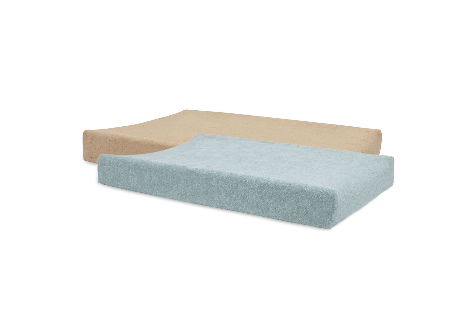 Wickelauflagenbezug 2er Set Frottee - Basic Sea Green / biscuit (50x70 cm)