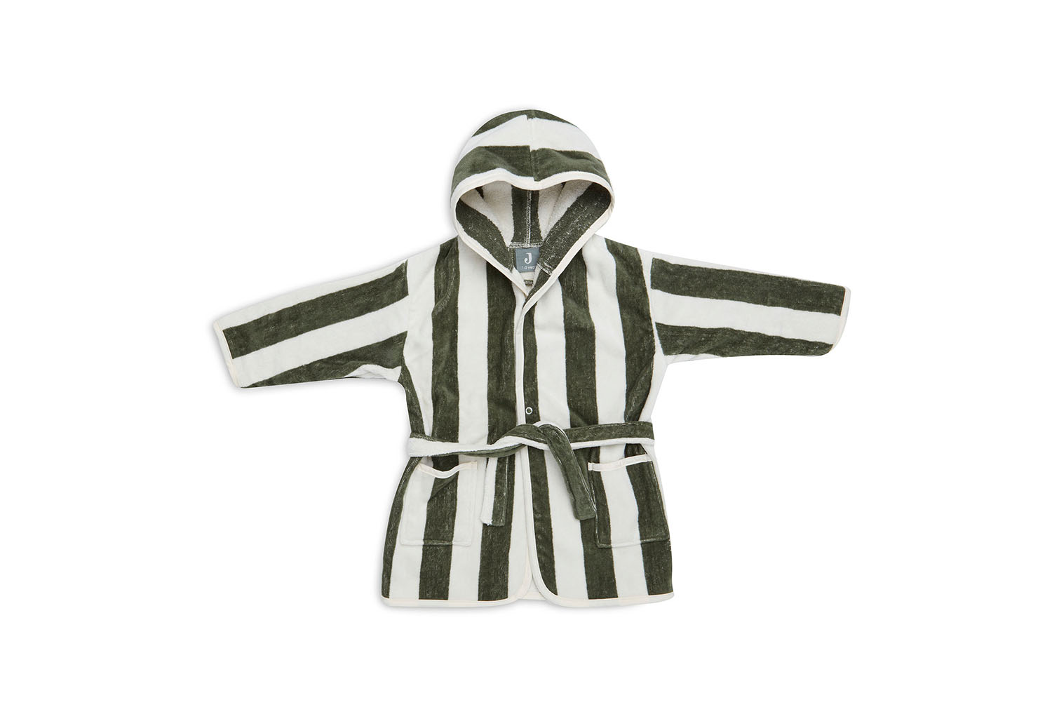 Bademantel Stripe Frottee grün / weiß (1-2 Jahre)