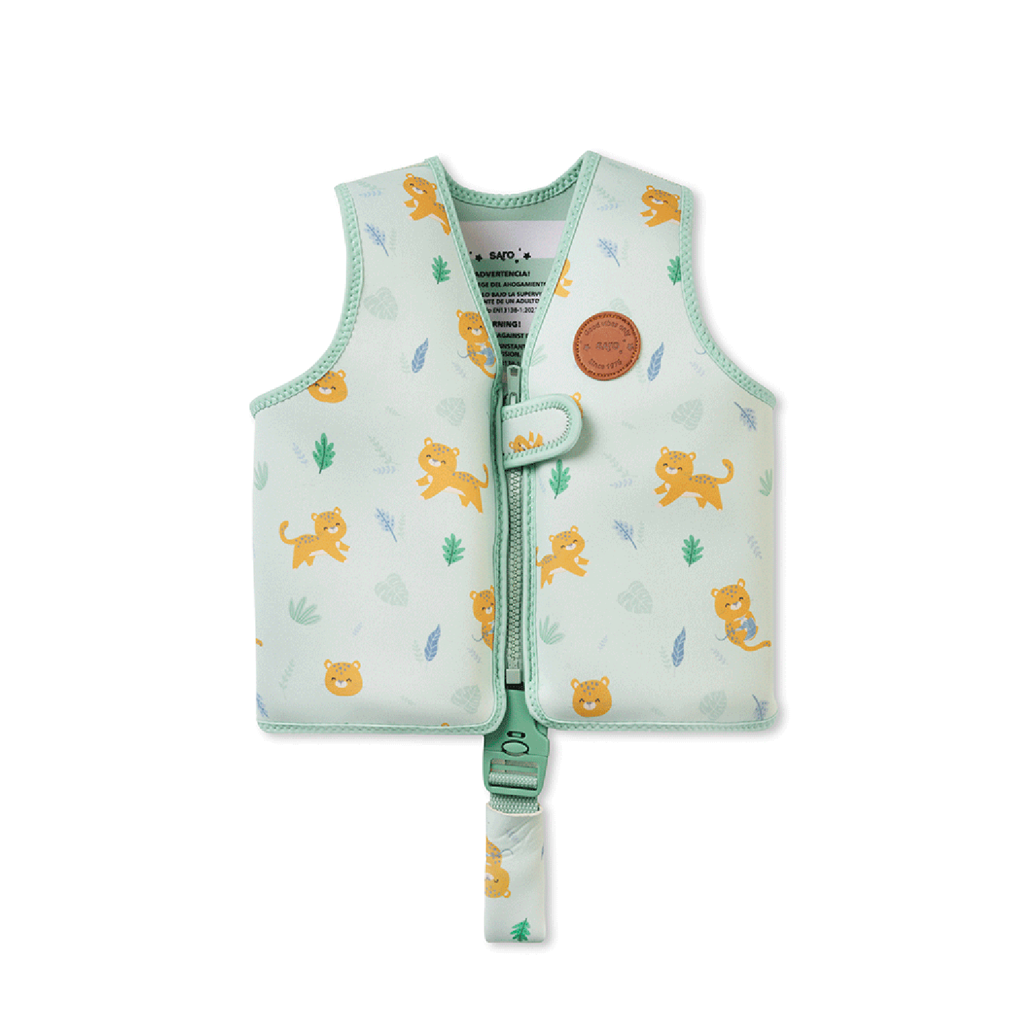 Schwimmhilfe / Schwimmweste Dschungel Raubkatze mint (1-3 Jahre)