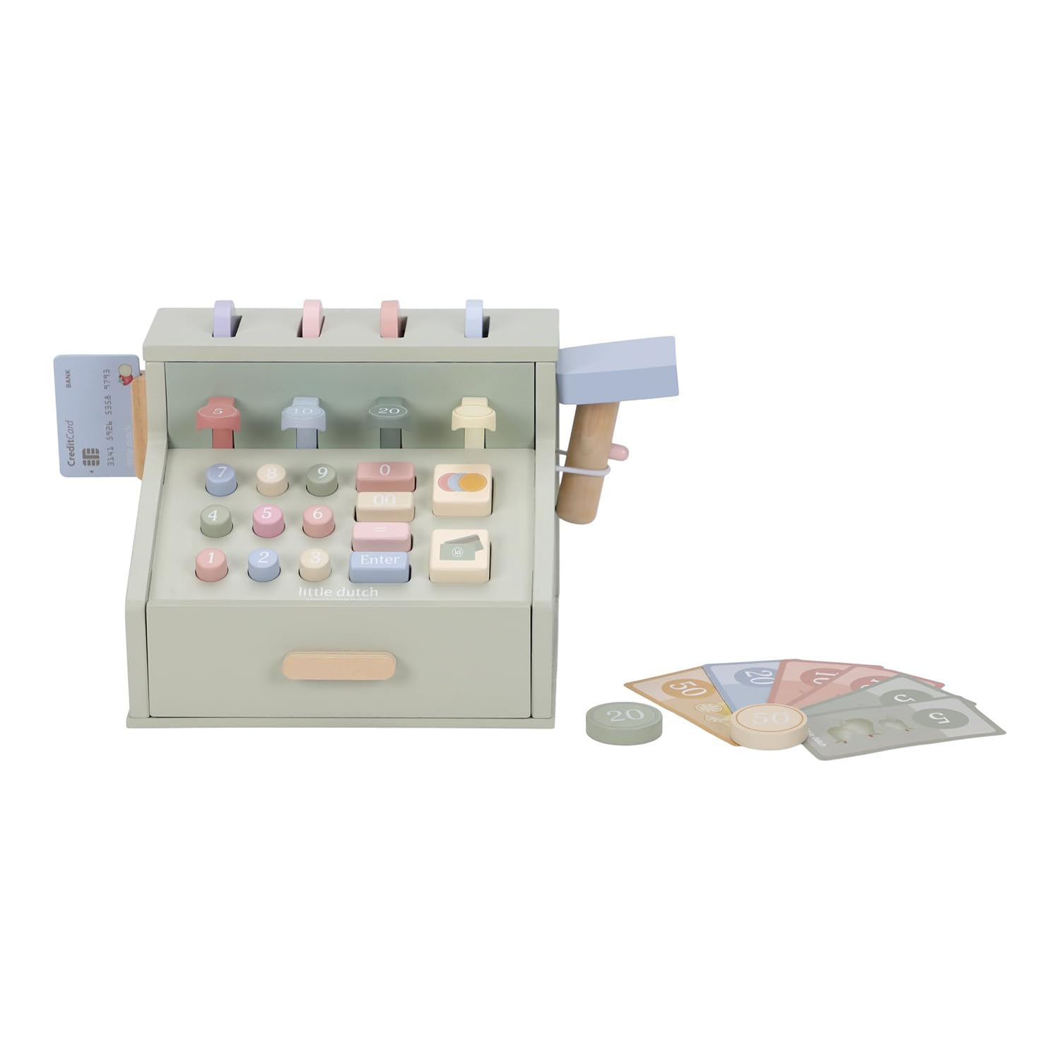 Holz Spielkasse mit Scanner und Zubehör - Essentials mint