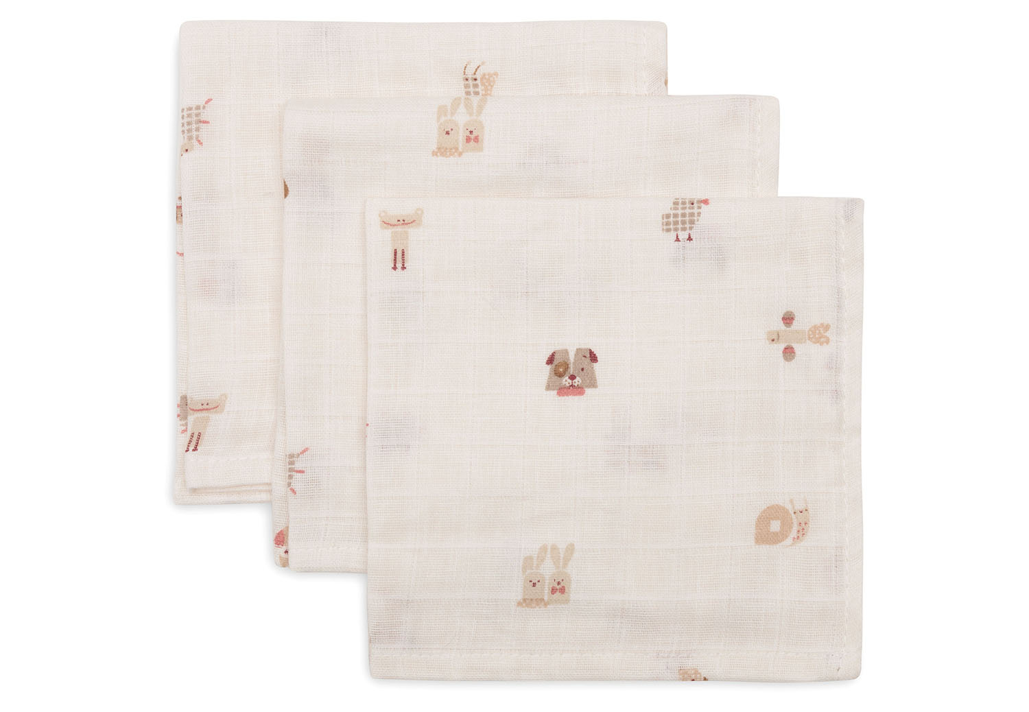 Spucktücher Mundtücher Musselin 3er Set - Animal Friends (31x31 cm)
