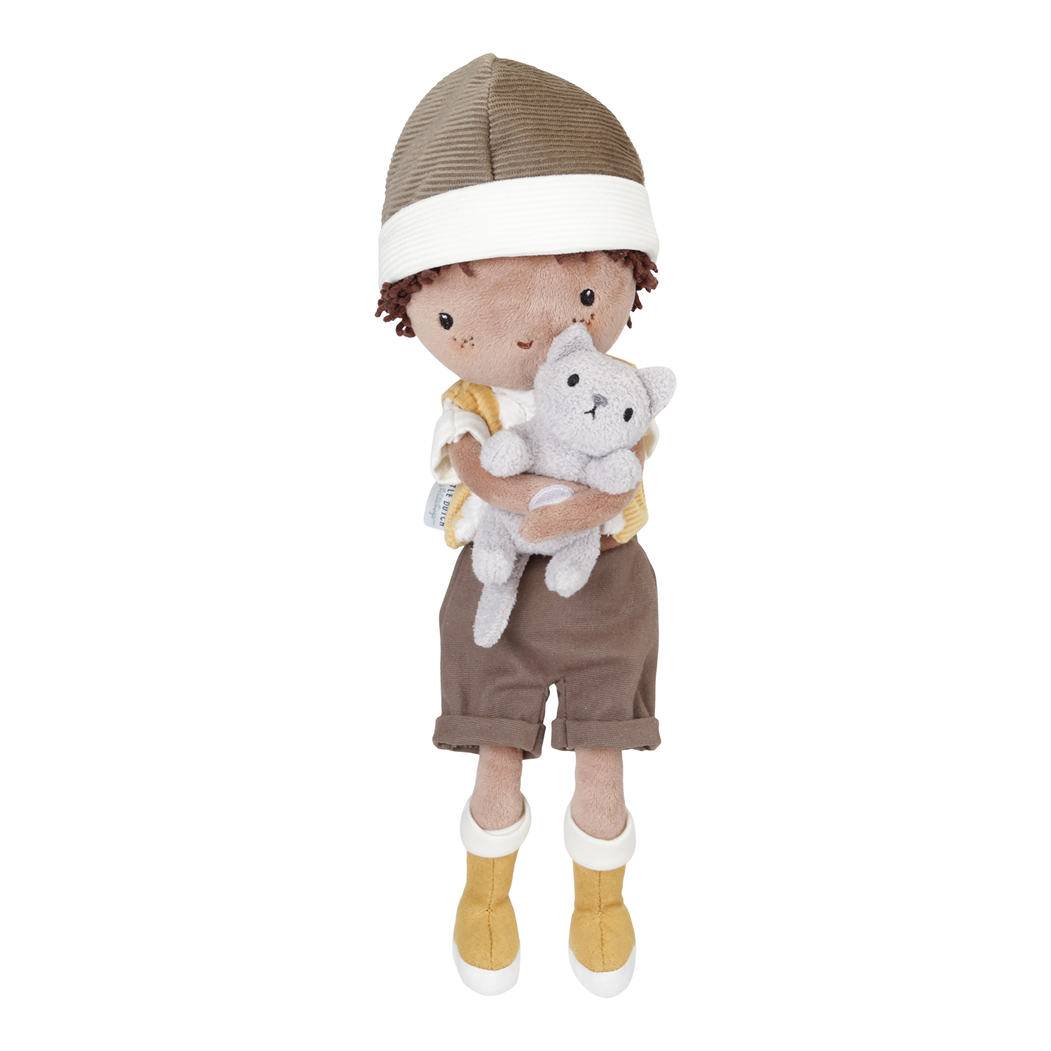 Stoffpuppe Jake mit Katze (35 cm) Stoffpuppe Jake mit Katze (35 cm)