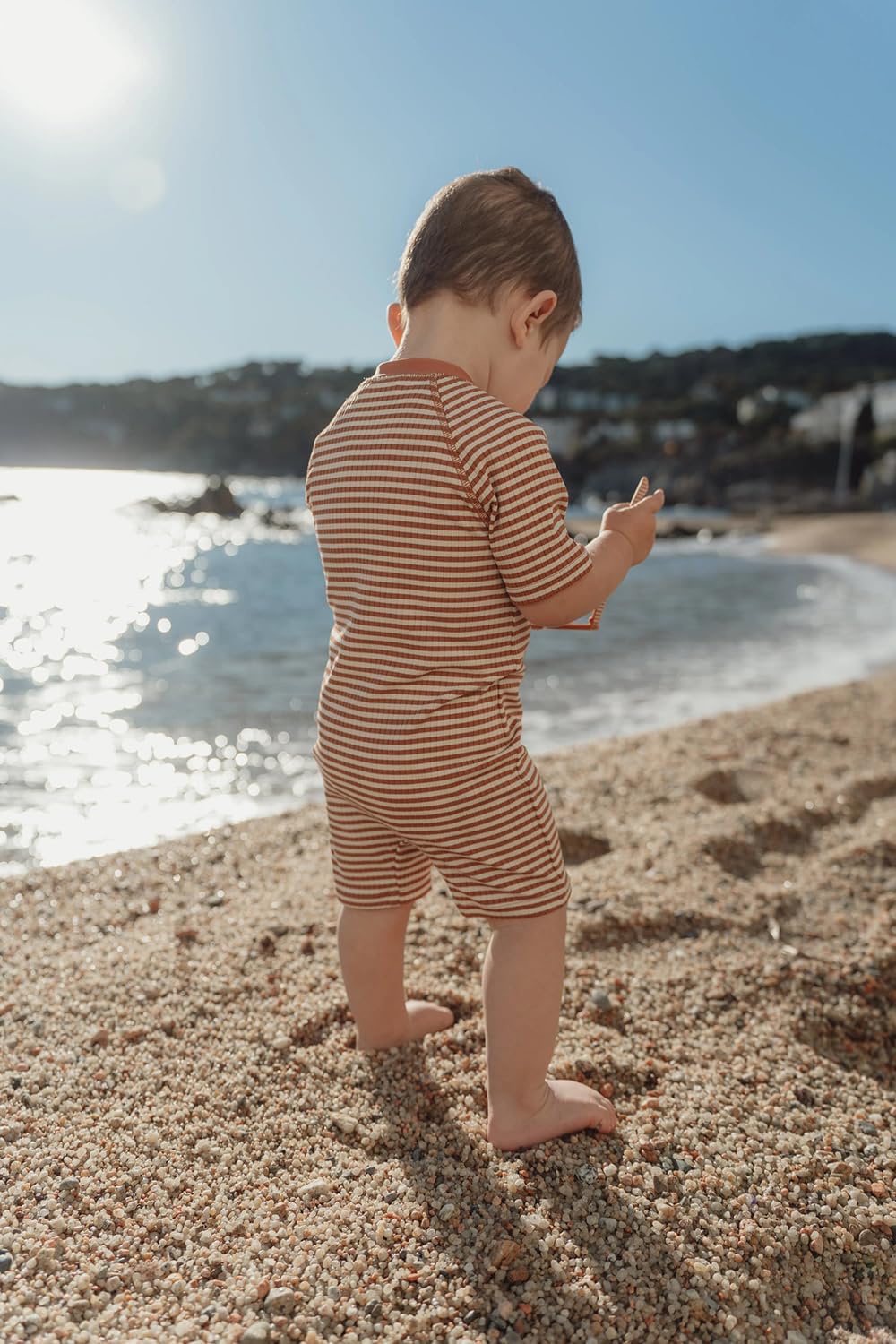 Schwimmanzug kurzarm - Ocean Brown Stripes braun / weiß (Gr. 62/68)