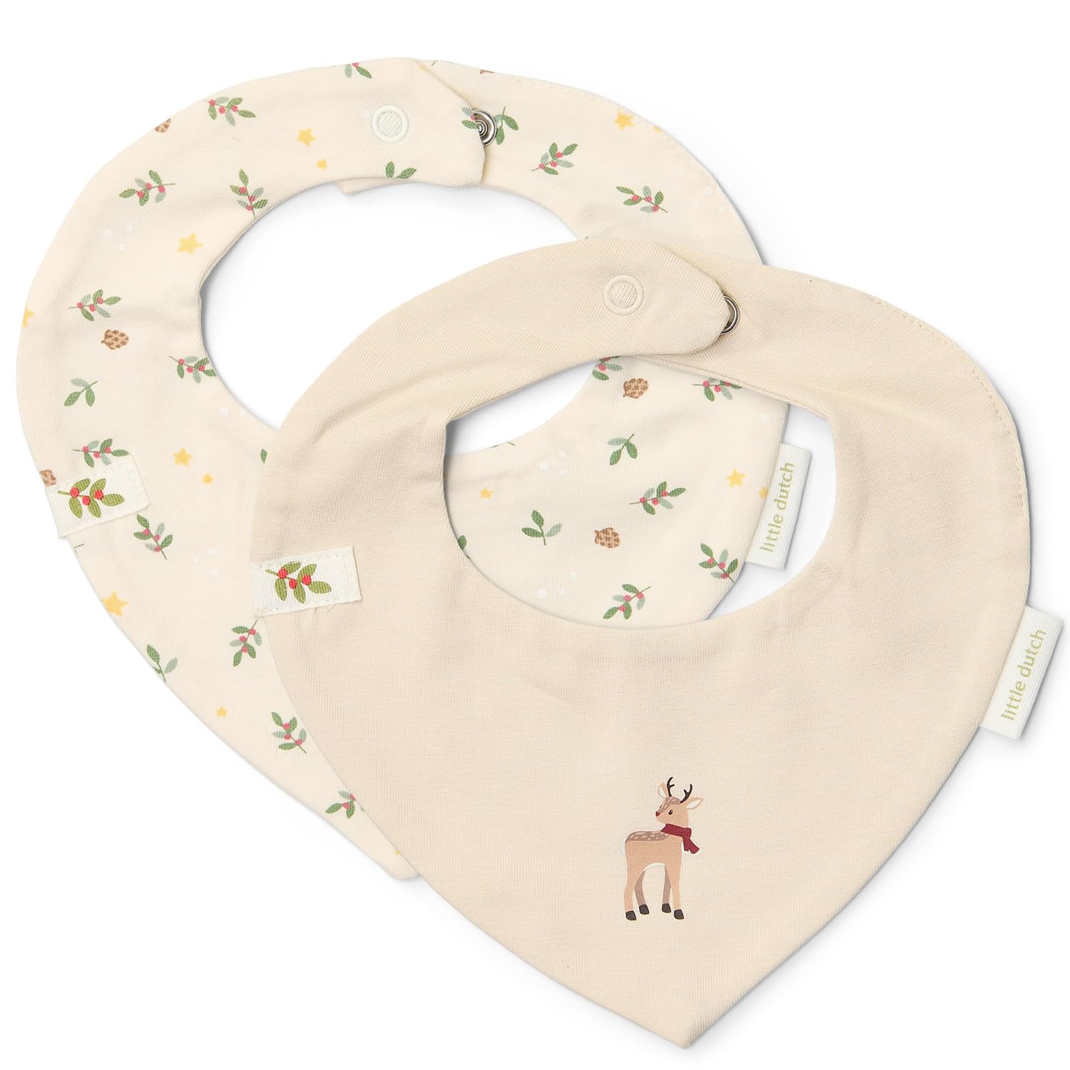 Bandana Lätzchen Halstuch 2er Set Little Christmas - Weihnachten beige