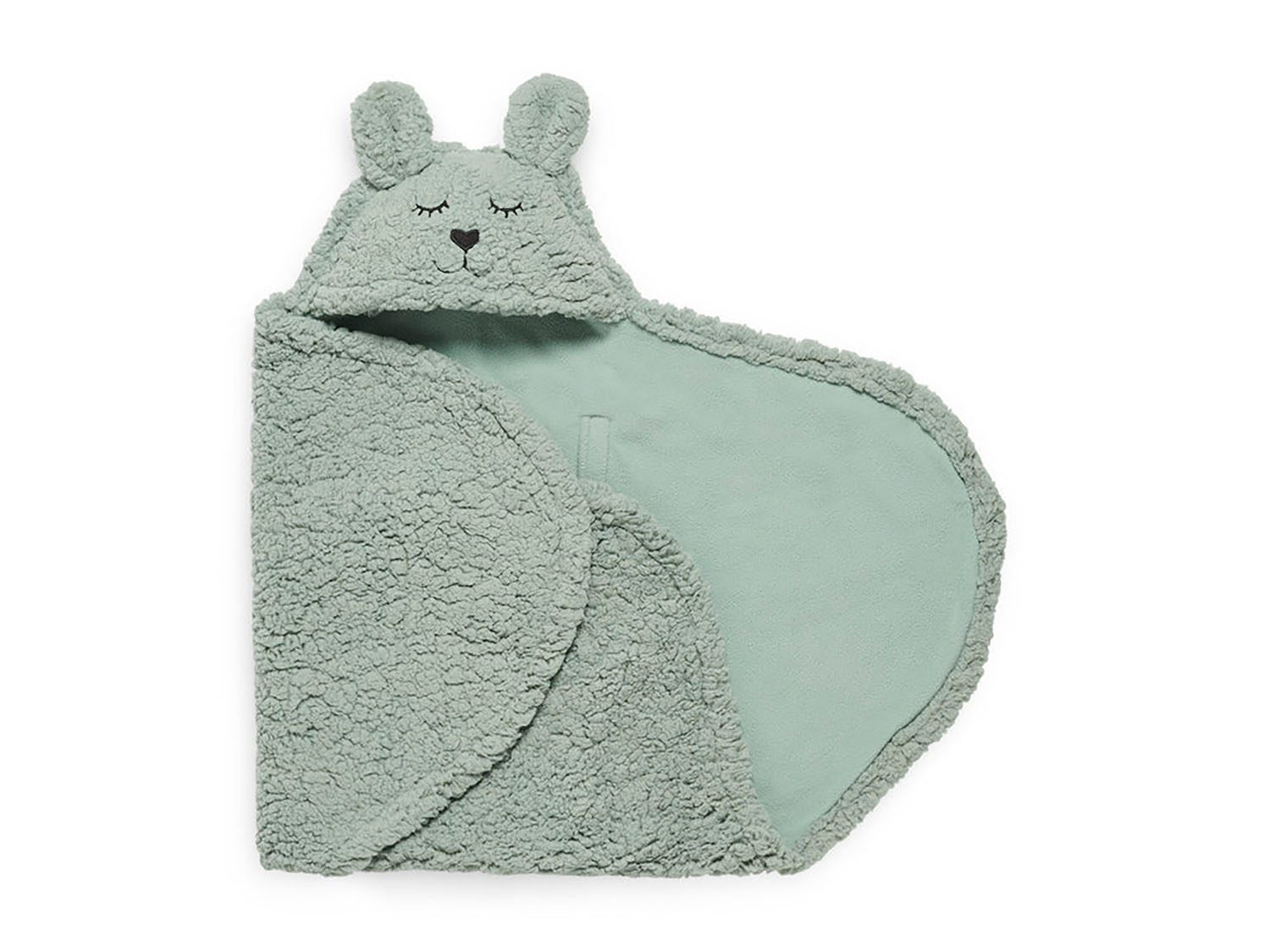 Einschlagdecke Teddyplüsch Hase aschgrün (100x105 cm)
