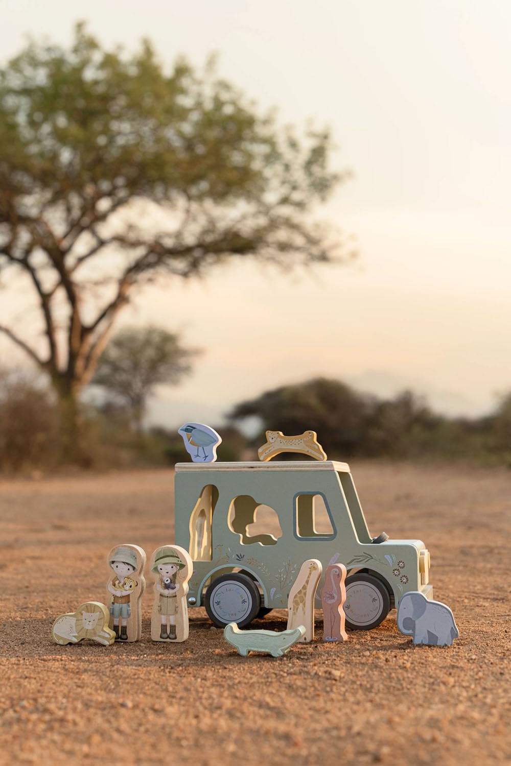 Holz Steckspiel Safari-Auto - Safari Fiends grün