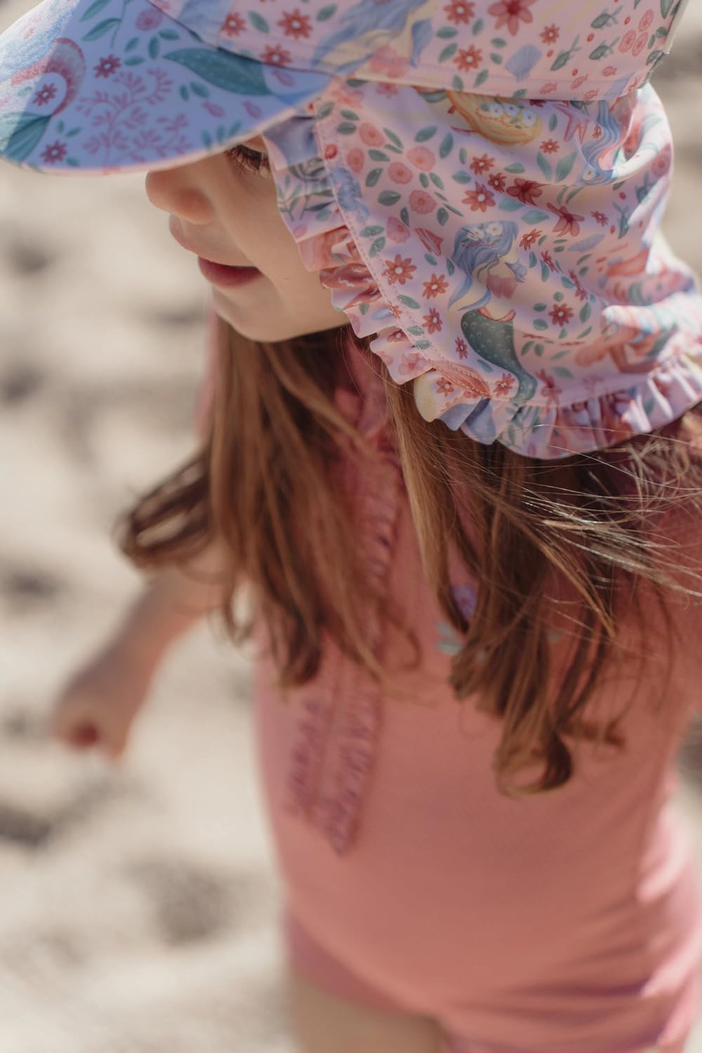 Sonnenhut mit Nackenschutz - Dreamy Mermaid rosa (Gr. 1-2 Jahre)