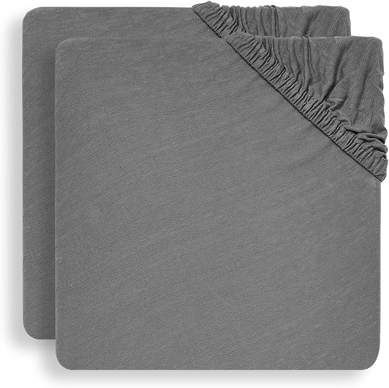 Spannbettlaken für Babybett 2er Set Jersey grau (60x120 cm)