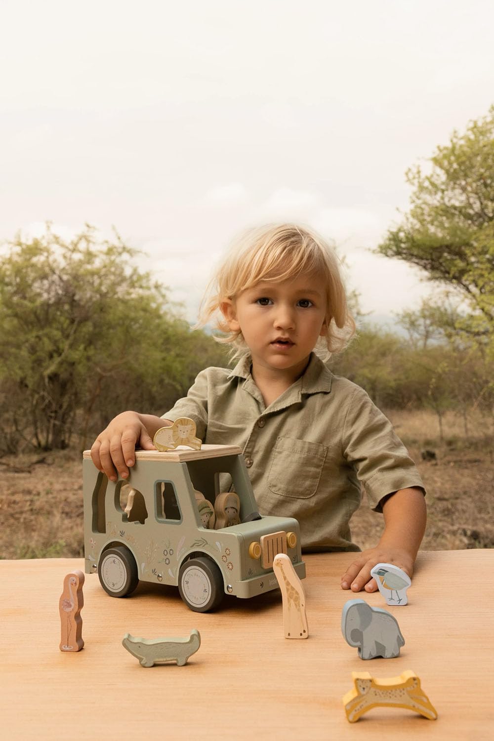 Holz Steckspiel Safari-Auto - Safari Fiends grün