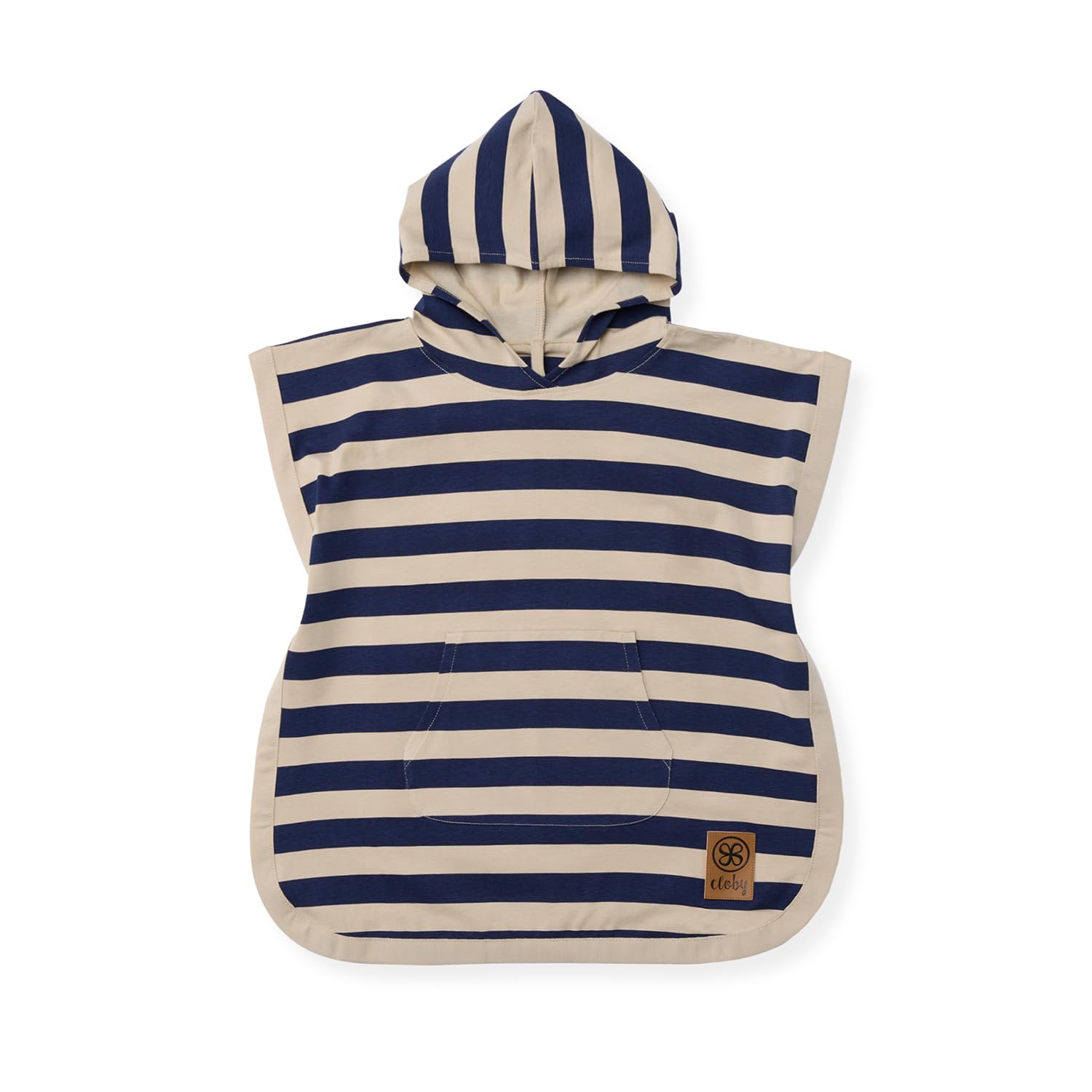 Badeponcho / Strandponcho mit UV-Schutz (UPF 50+) - Navy Stripe - blau / beige (1-3 Jahre)