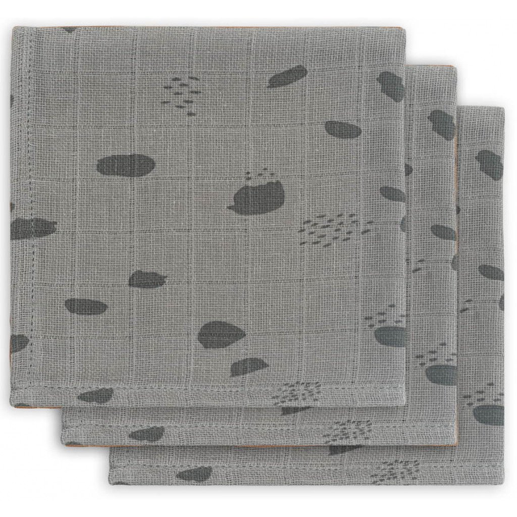 Spucktücher Mundtücher Musselin 3er Set Spot Tupfen grau (31x31 cm)