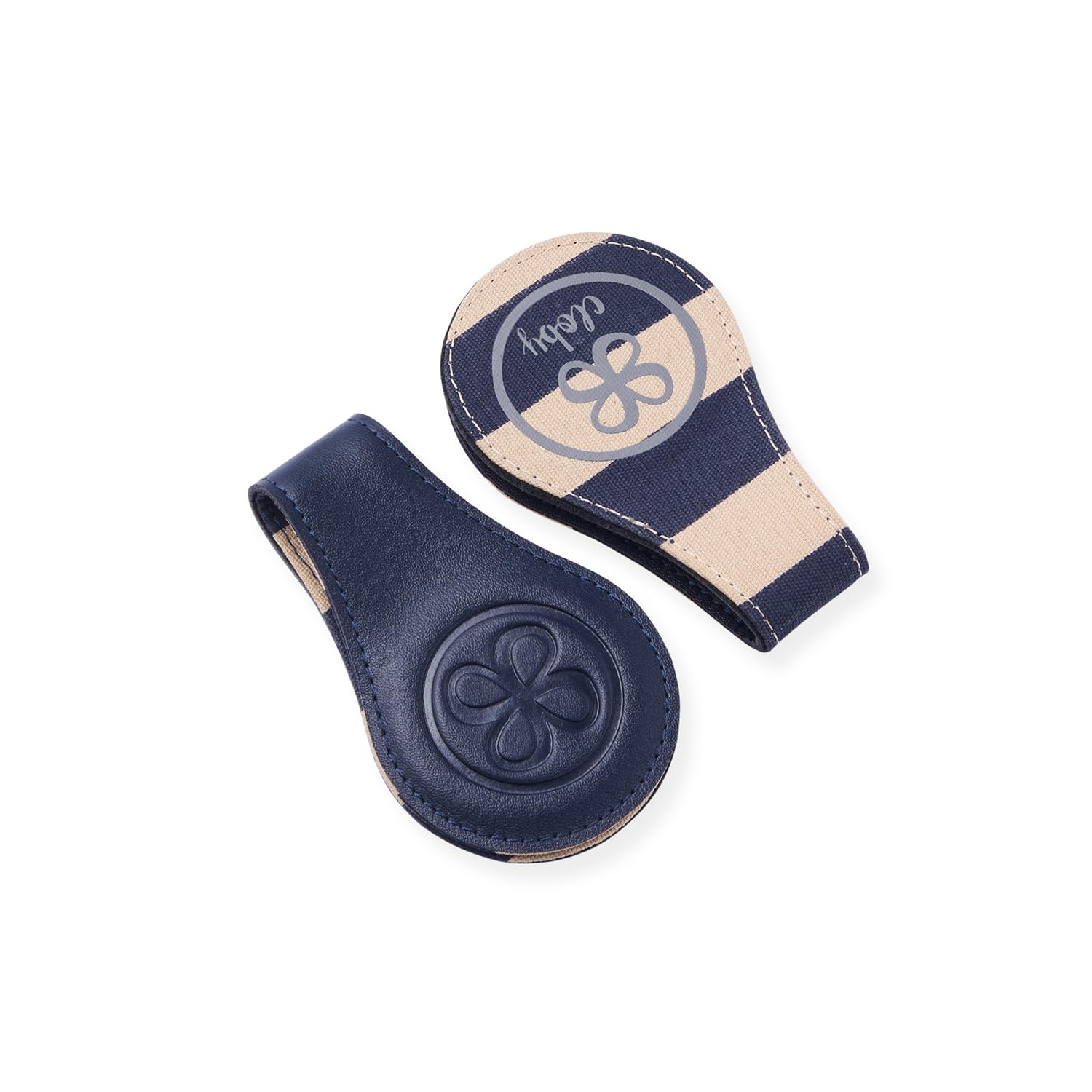 Clips 2er Set Leder Canvas magnetisch Navy / Stripe