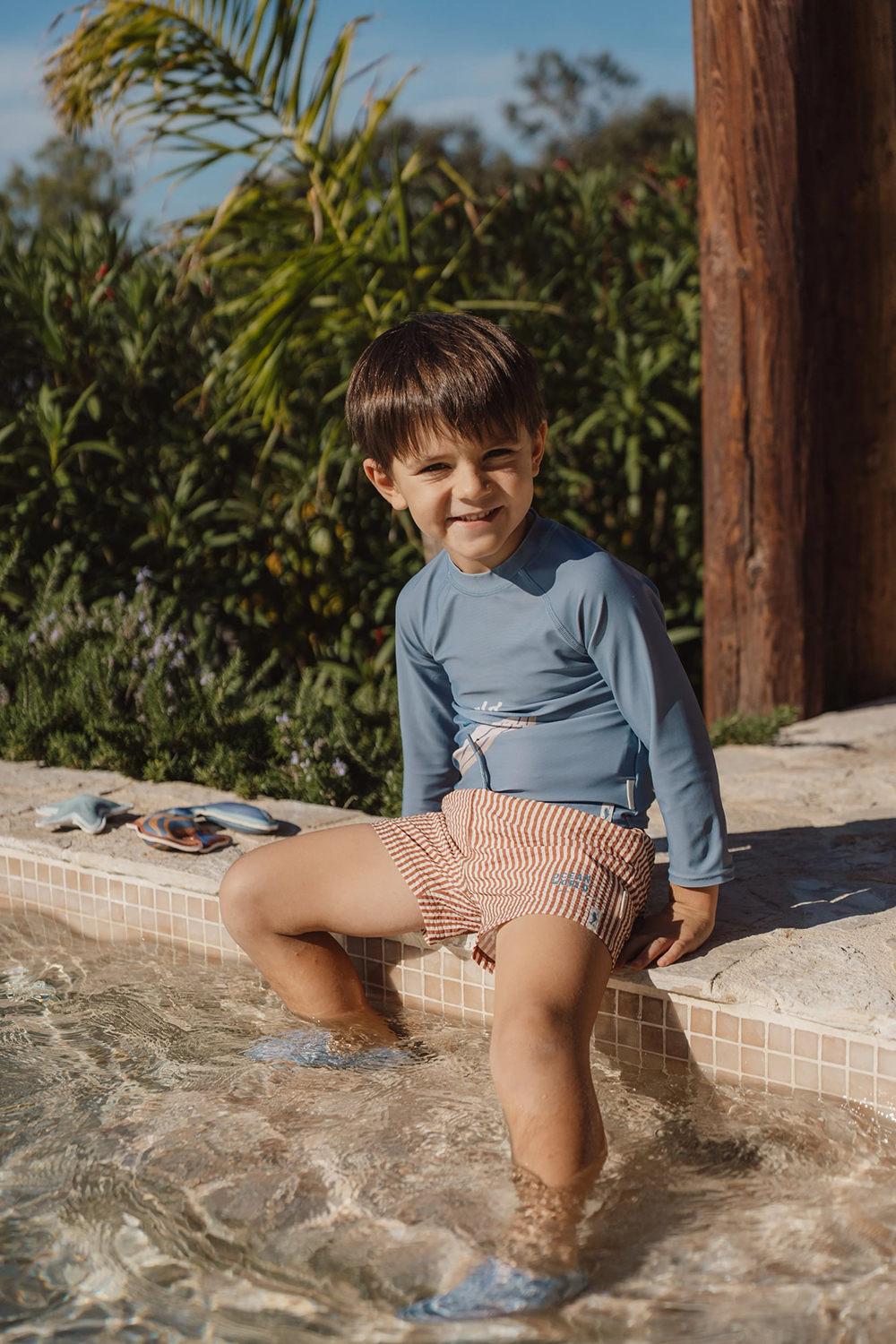 Badehose / Badeshorts - Brown Stripes braun / weiß (Gr. 62/68)