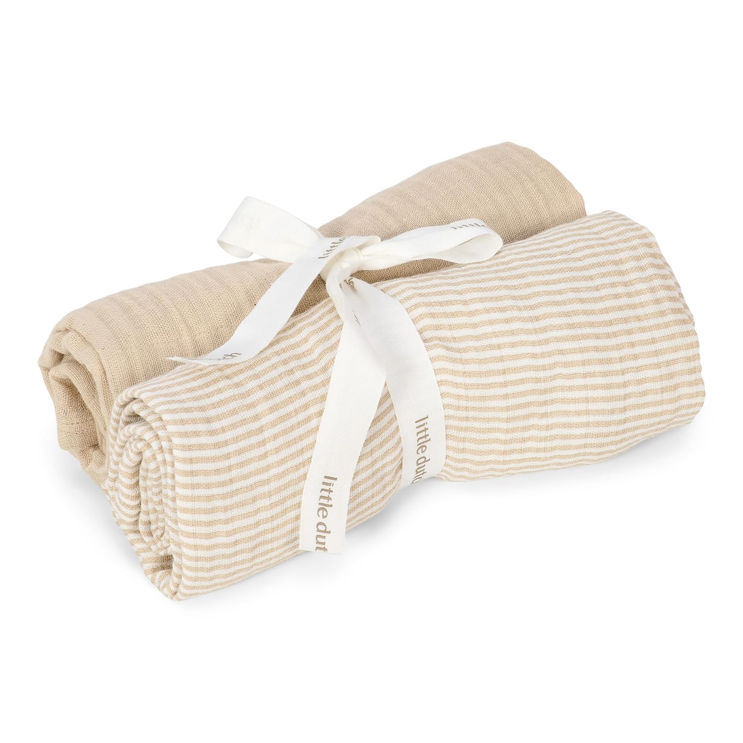 Musselin Swaddle Tuch 2er Set Pure Soft Beige - Essentials (70x70 cm)