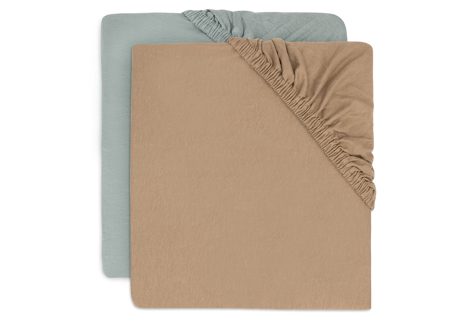 Spannbettlaken für Babybett 2er Set - Jersey Sea Green / biscuit (60x120 cm)