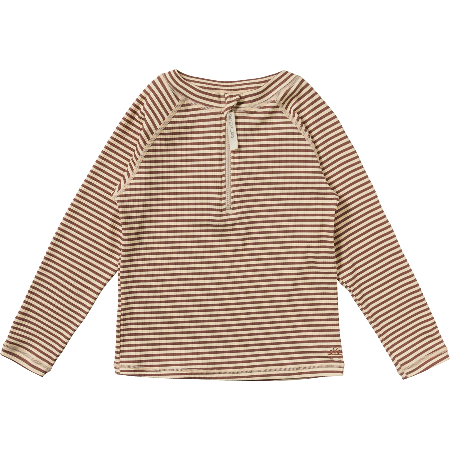 Schwimmshirt langarm - Rib Stripe / Stijn braun (Gr. 110/116)