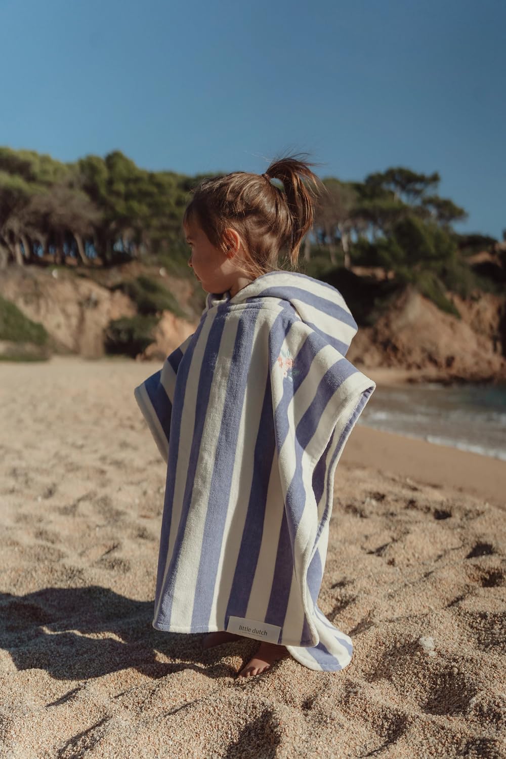 Badeponcho / Strandponcho - Dreamy Purple Stripe lila / weiß