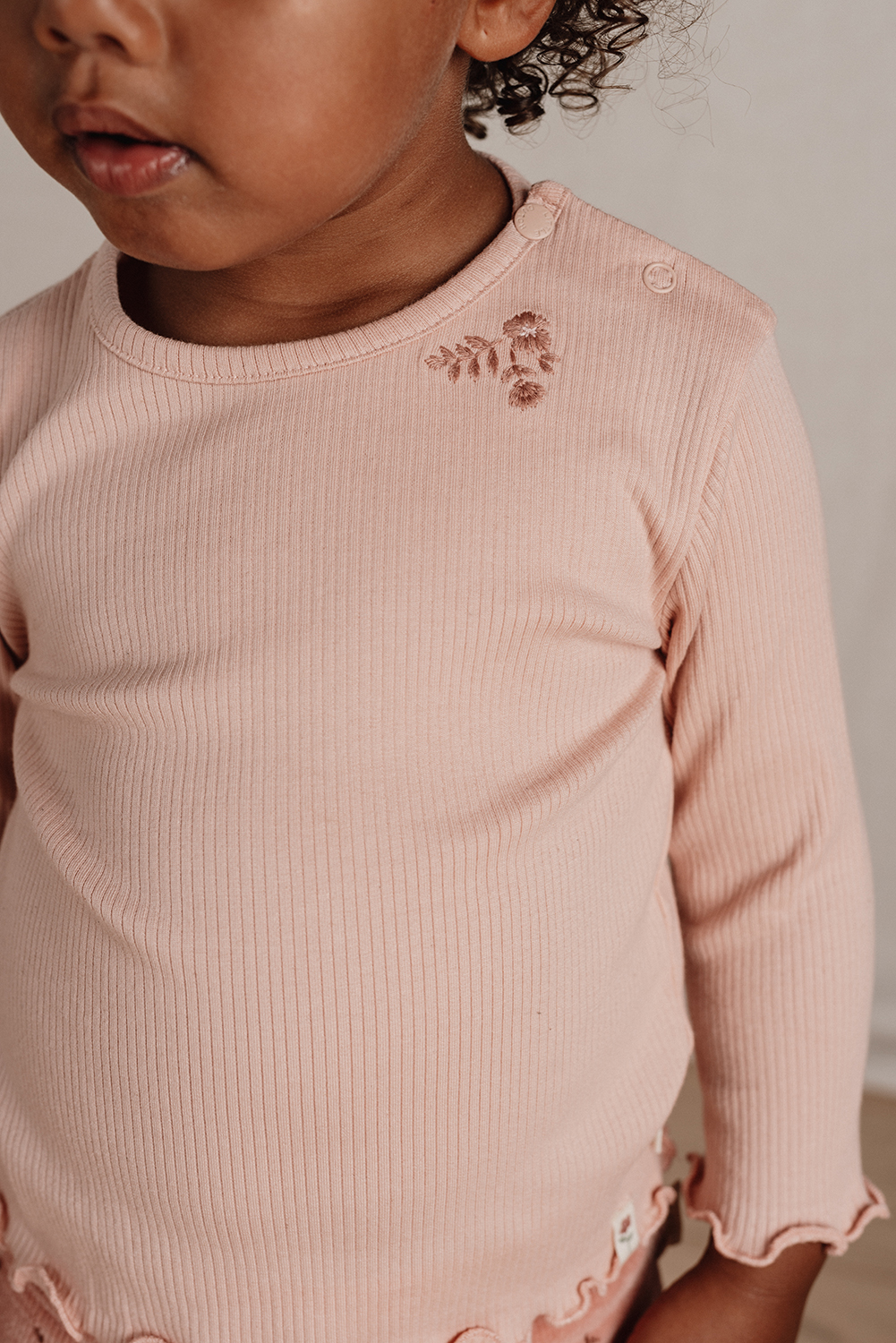 Long Sleeve Shirt / Langarmshirt Rippe - Little Farm soft rose (Gr. 98)