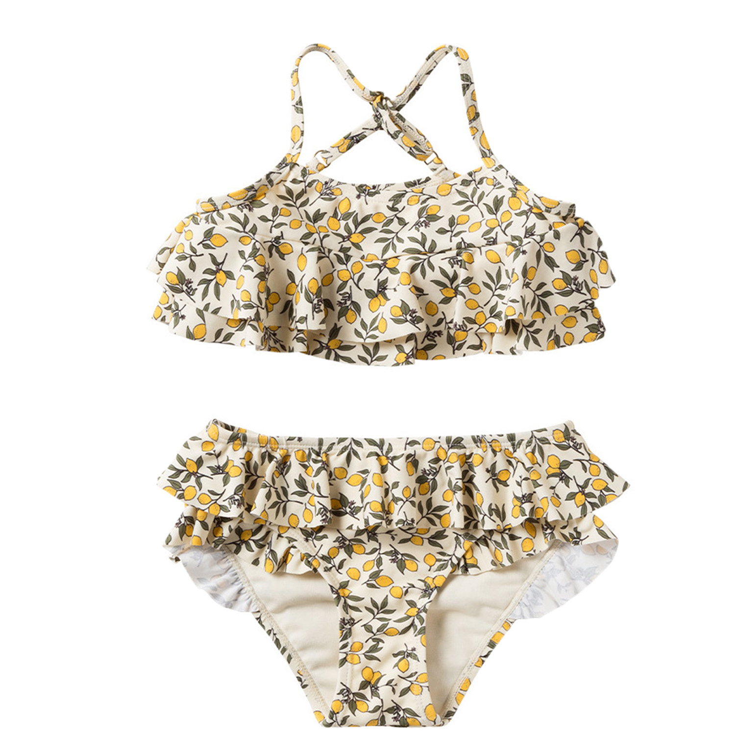 Bikini mit Rüschen - Lemons / Shortbread (Gr. 98/104)