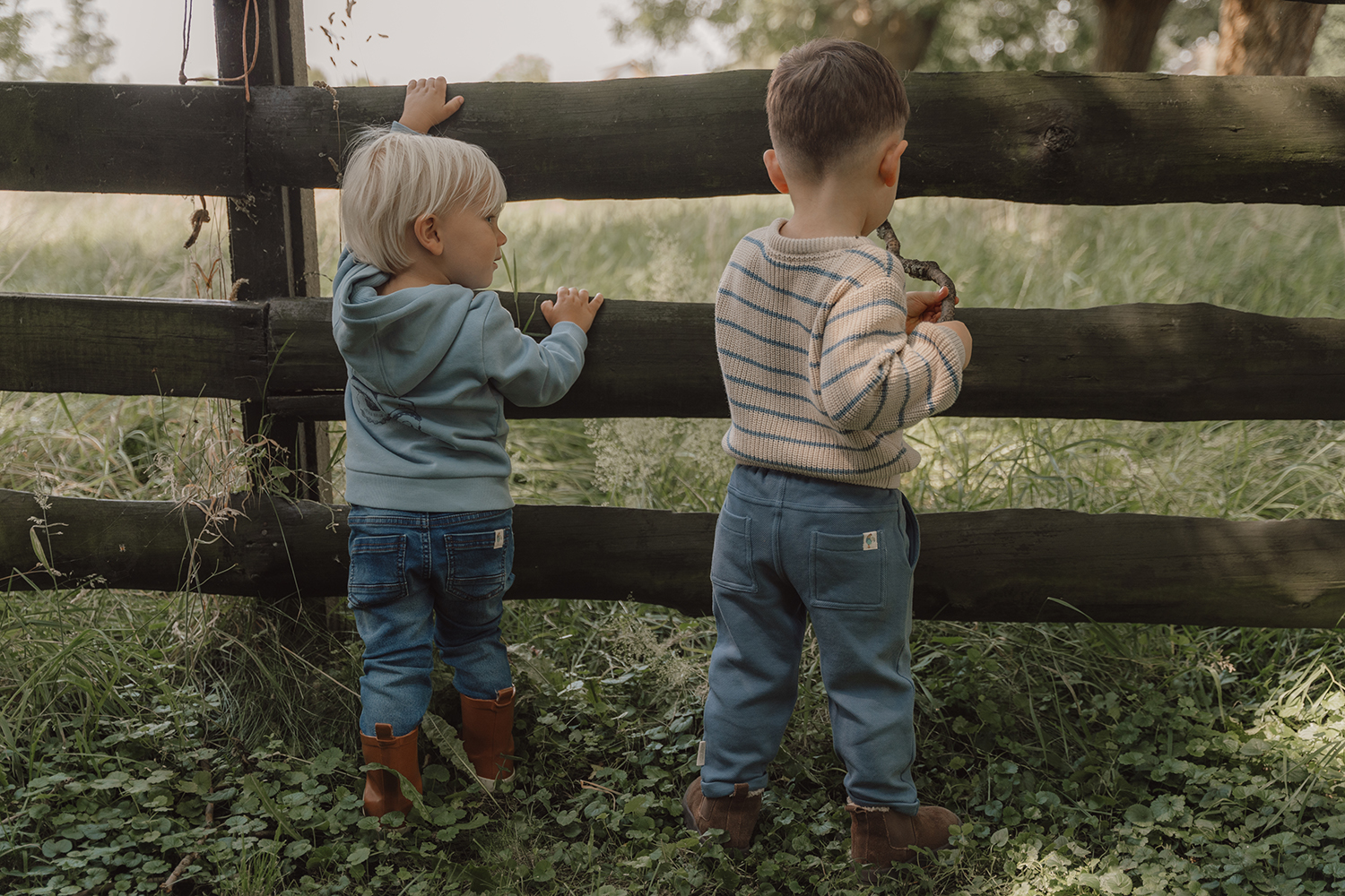 Long Sleeve Shirt / Pullover Strick Ice Blue Stripe - Little Farm beige (Gr. 80)