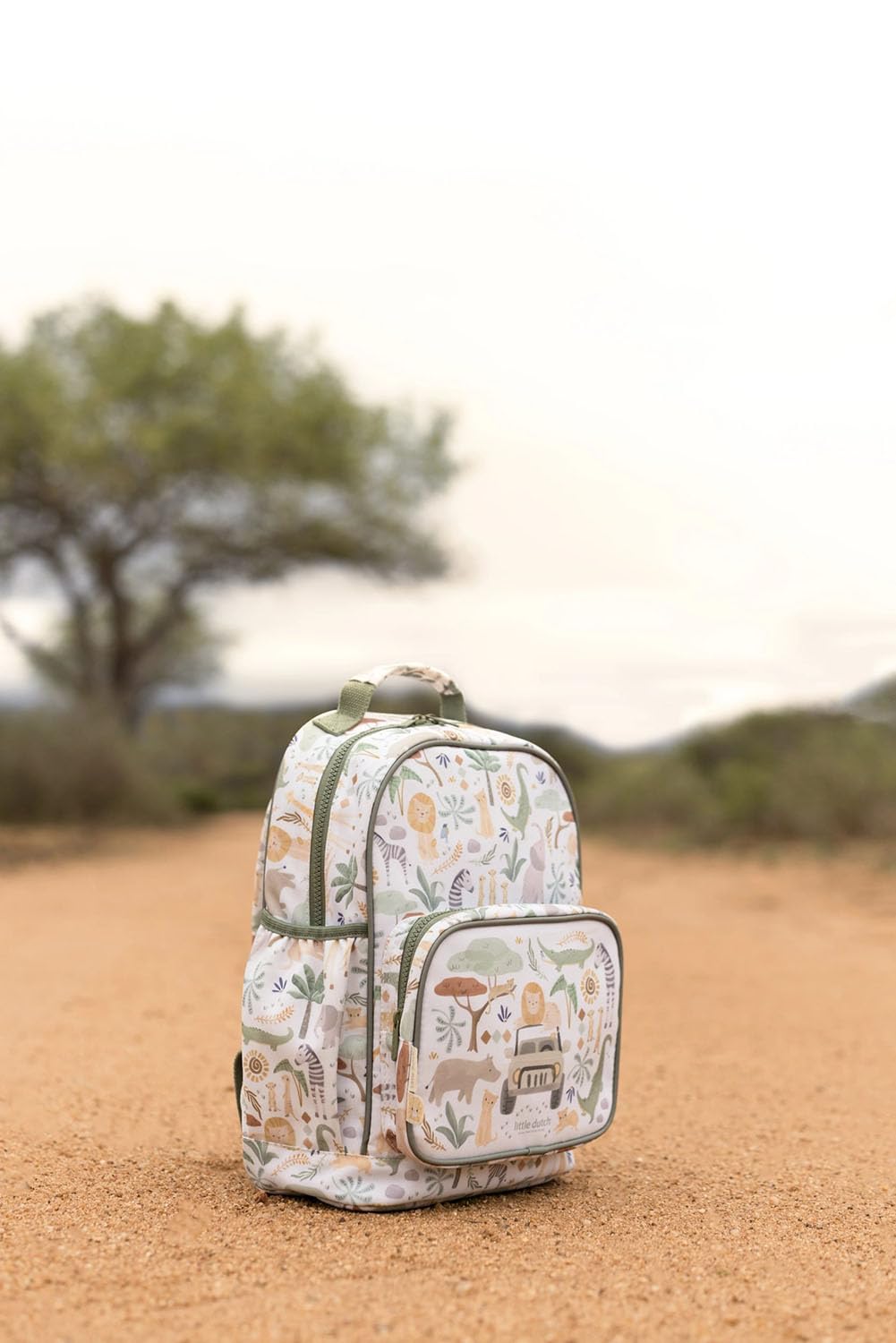 Kinderrucksack Tiere groß - Safari Friends weiß / grün