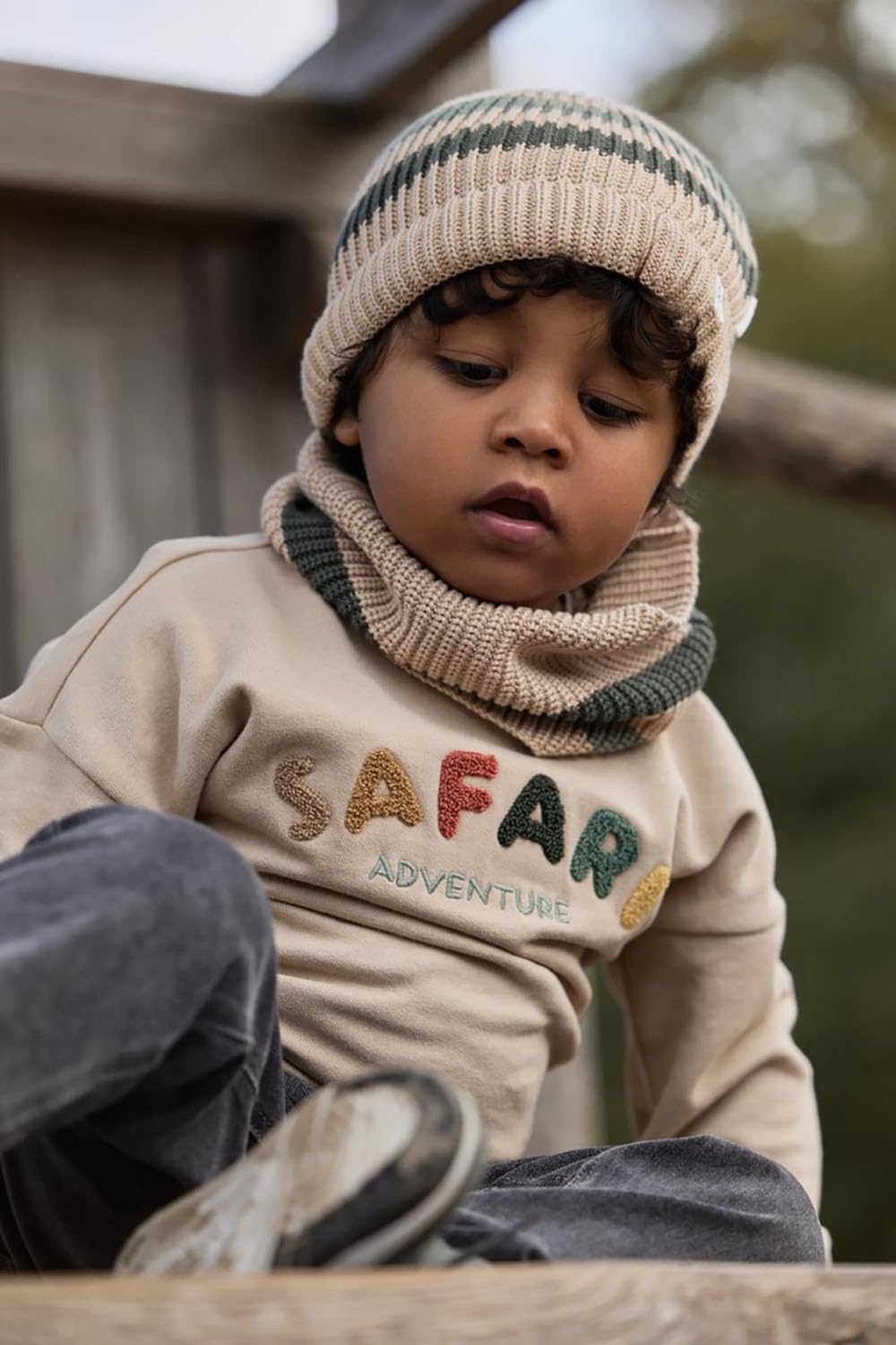 Mütze Strick Warm Taupe - Safari Friends beige (Gr. 92/104)
