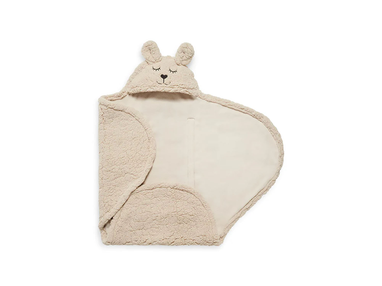 Einschlagdecke Teddyplüsch Hase nougat (100x105 cm)