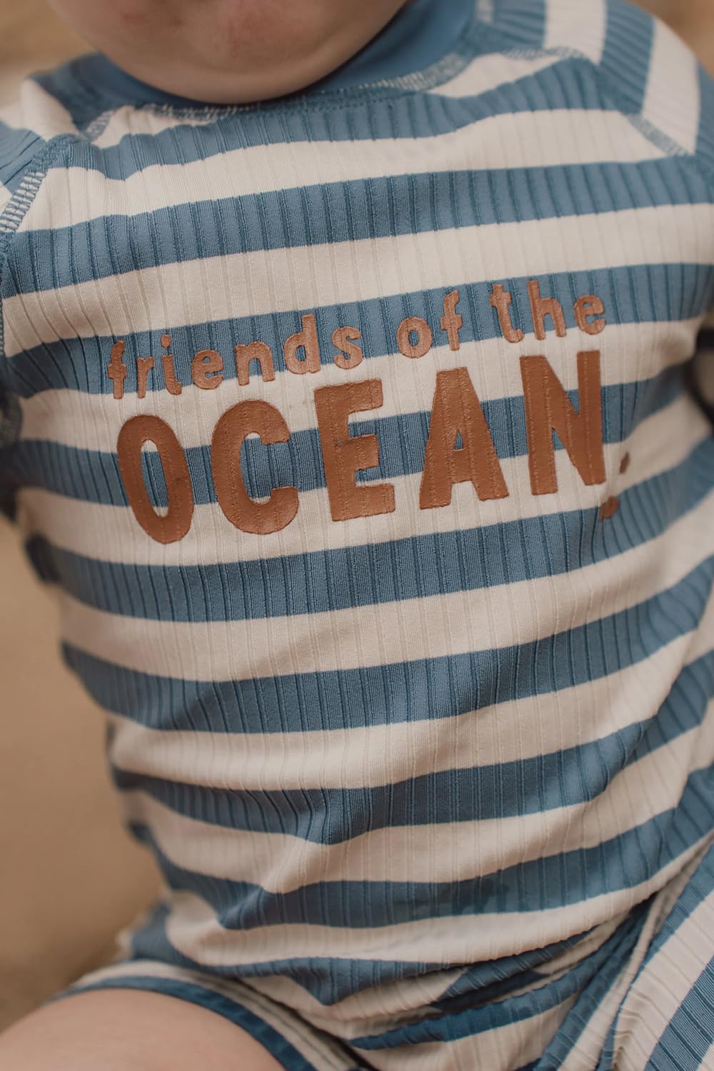 Schwimmanzug kurzarm - Ocean Blue Stripes blau / weiß (Gr. 86/92)