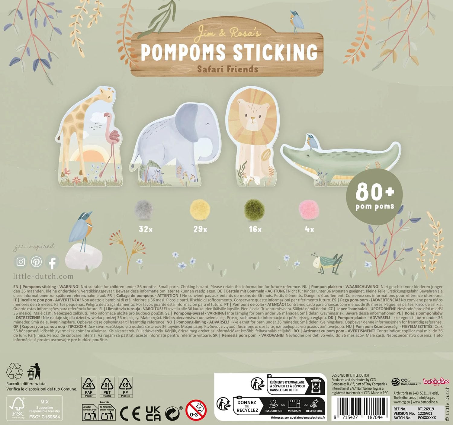 Bastelset Pompon - Safari Friends grün