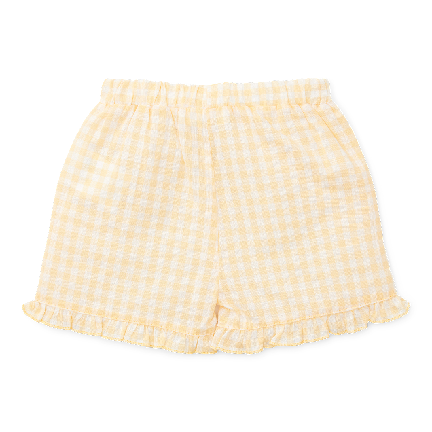 Kurze Hose / Shorts mit Rüschen Sunshine Checks - Little Farm gelb (Gr. 80)