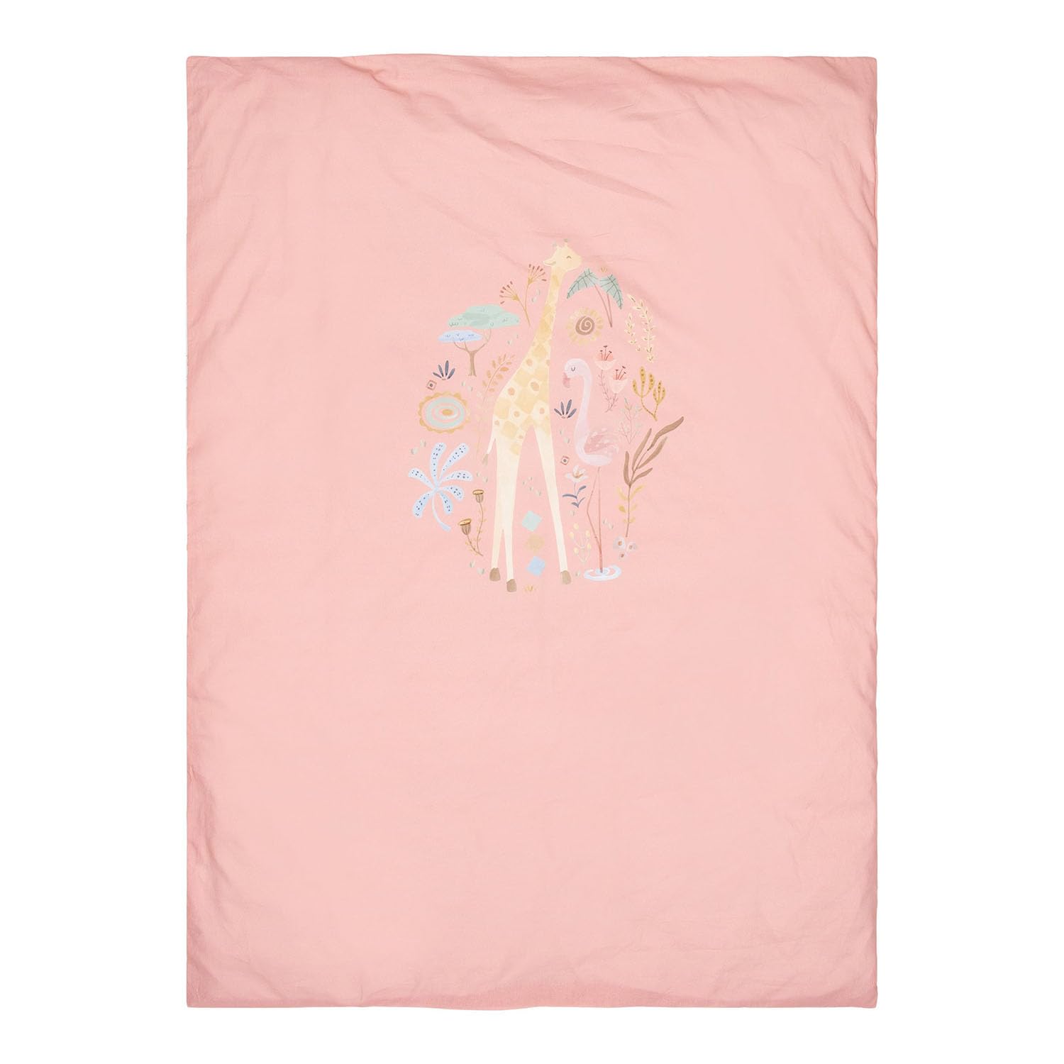 Kinderbettwäsche Blooming Safari - Safari Friends rosa (100x140 cm + 40x60 cm)
