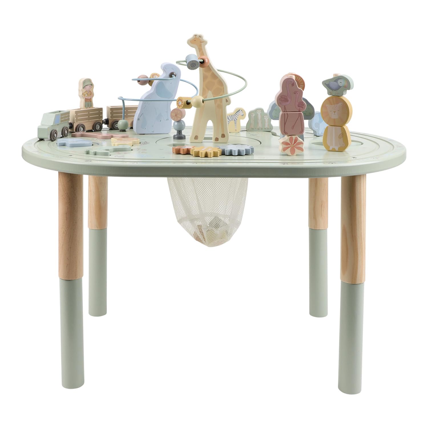 Holz Aktivitätstisch / Spieltisch XL - Safari Friends grün