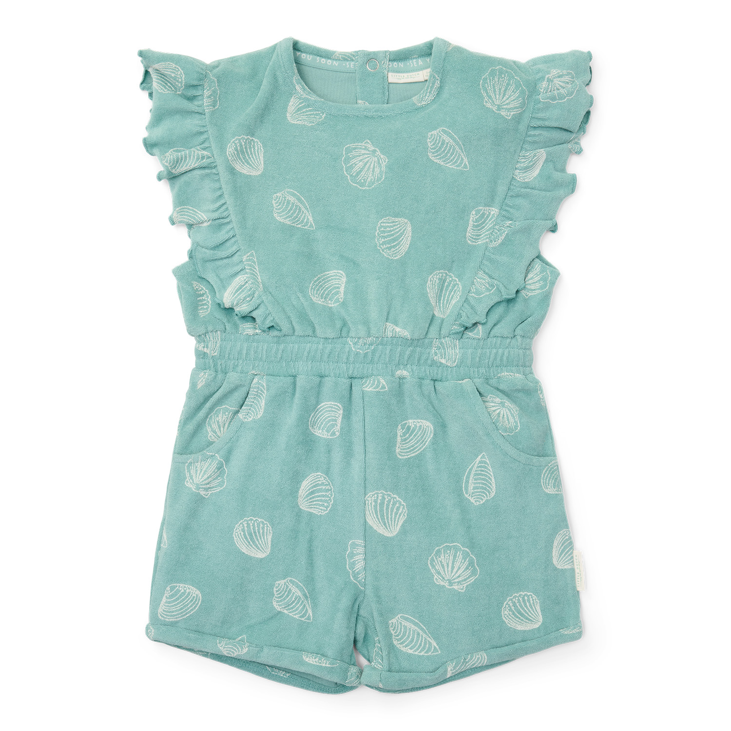 Jumpsuit ärmellos mit Rüschen Frottee - Ocean Treasures Surf Blue (Gr. 62/68) Jumpsuit ärmellos mit Rüschen Frottee - Ocean Treasures Surf Blue (Gr. 62/68)