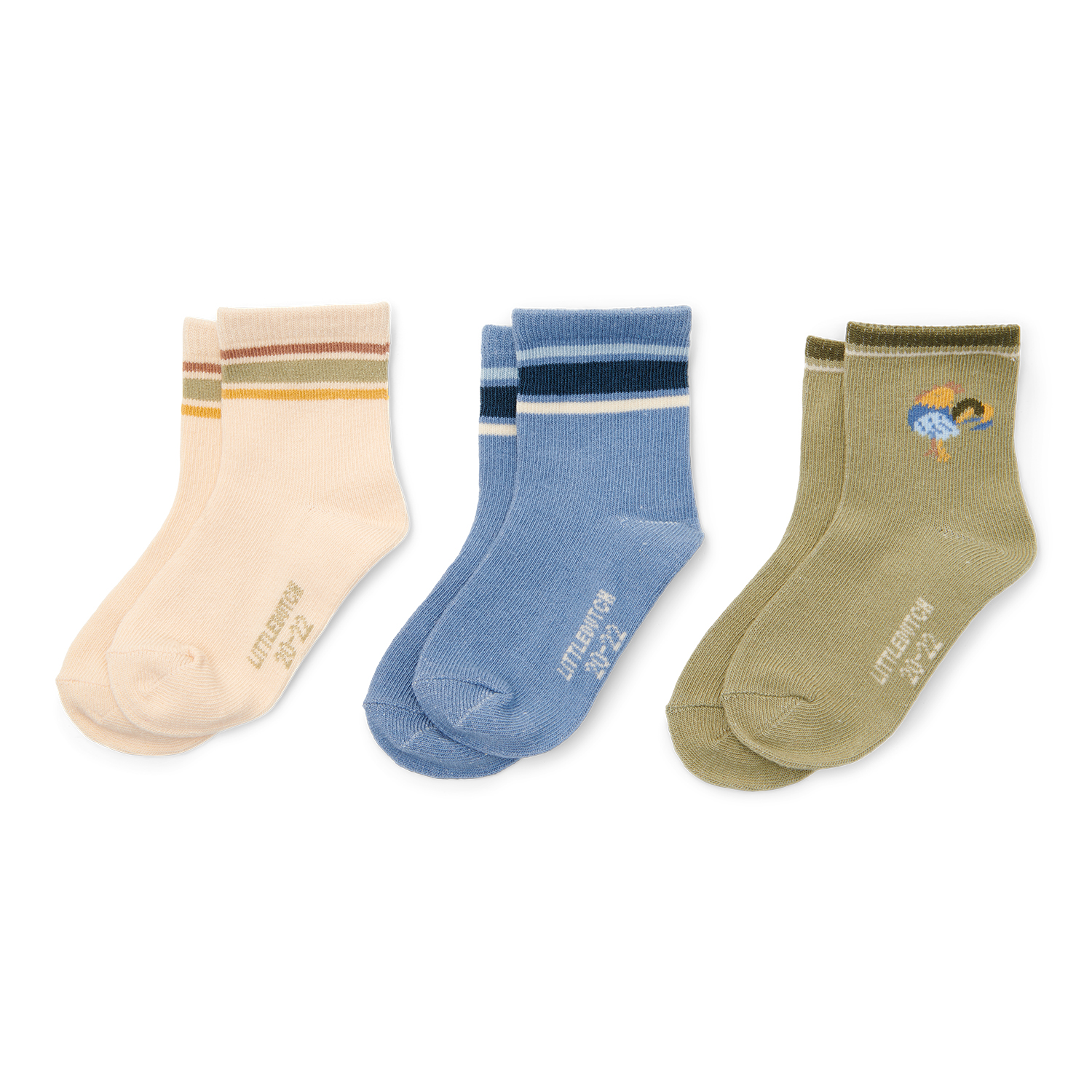 Babysocken 3er Set sand / blau / dunkelgrün - Little Farm (Gr. 20-22)