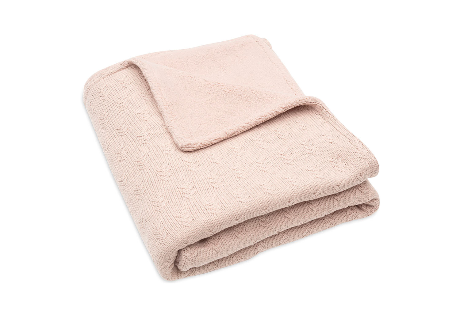 Kinderdecke Strick mit Teddyfell - Grain Knit rosa (100x150 cm)