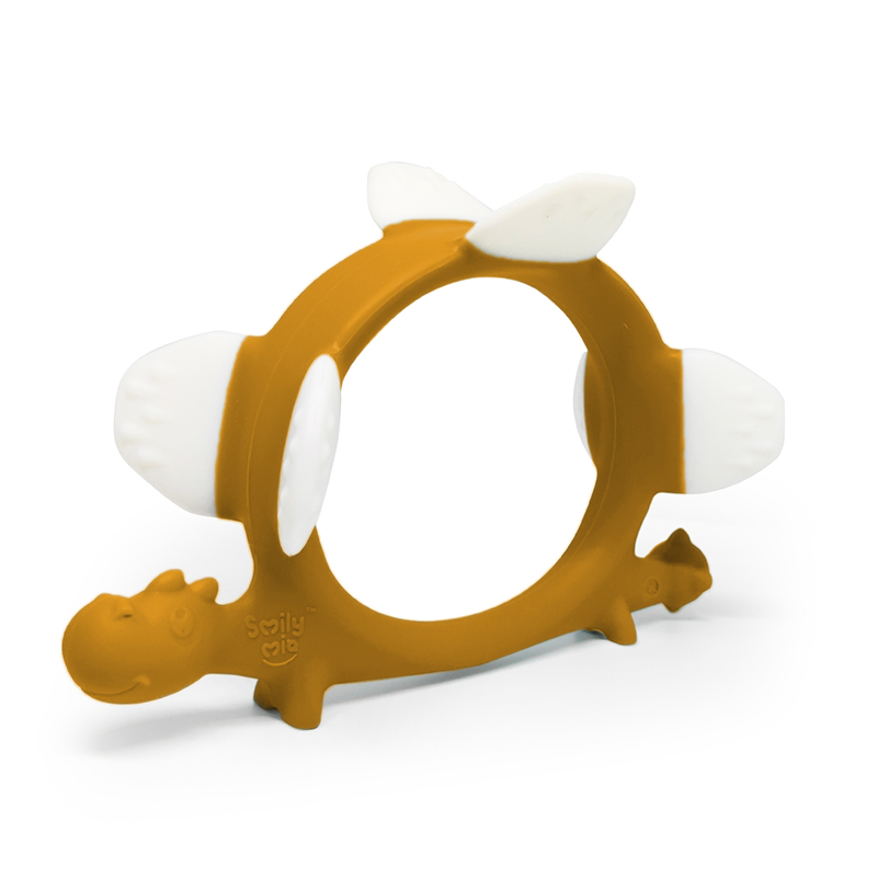 Beißring Silikon Dinosaurier ocker