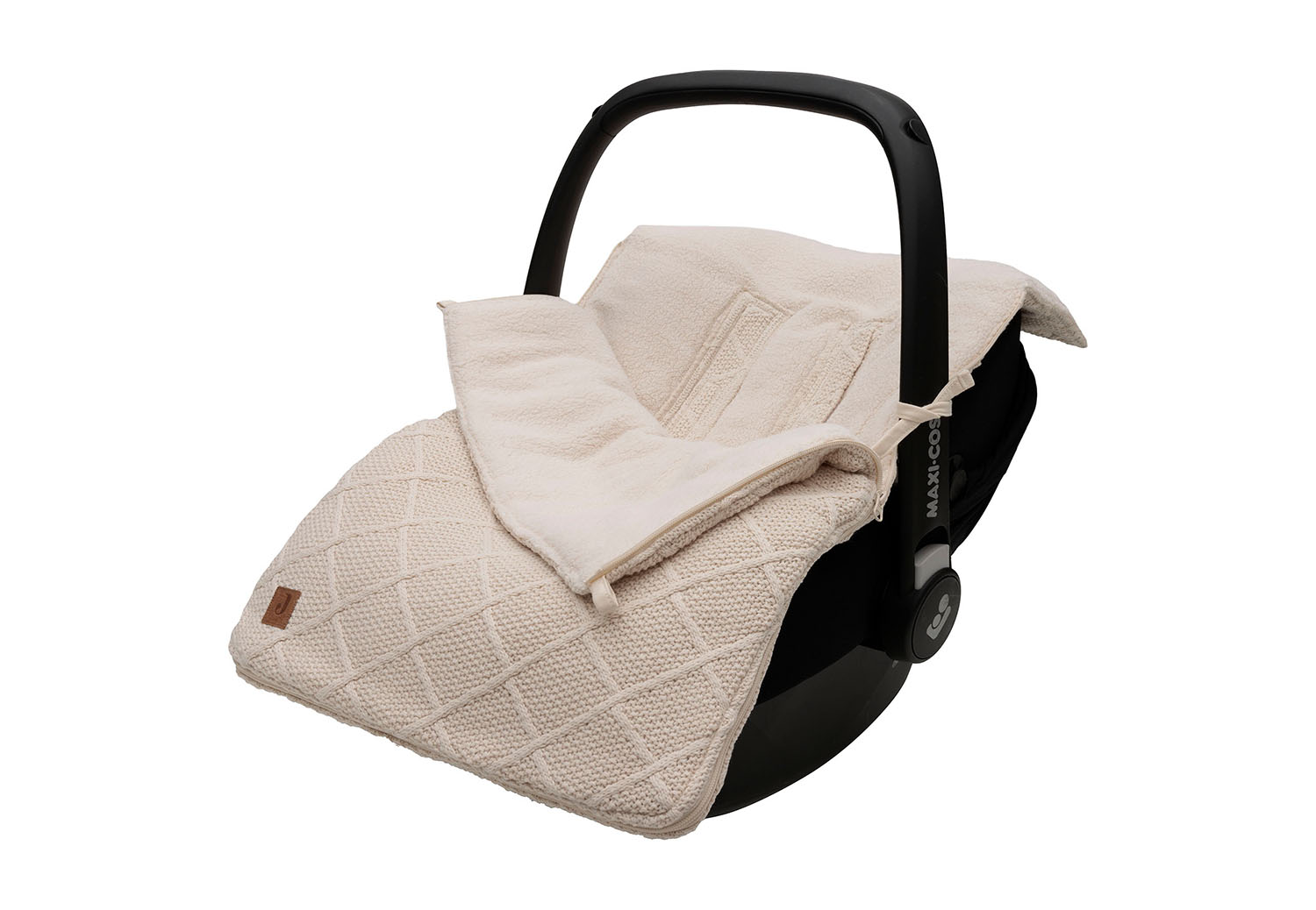 Fußsack für Babyschale - Check Knit oatmeal
