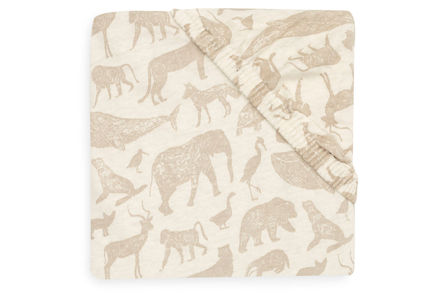 Spannbettlaken für Babybett - Animals nougat (60x120 cm)