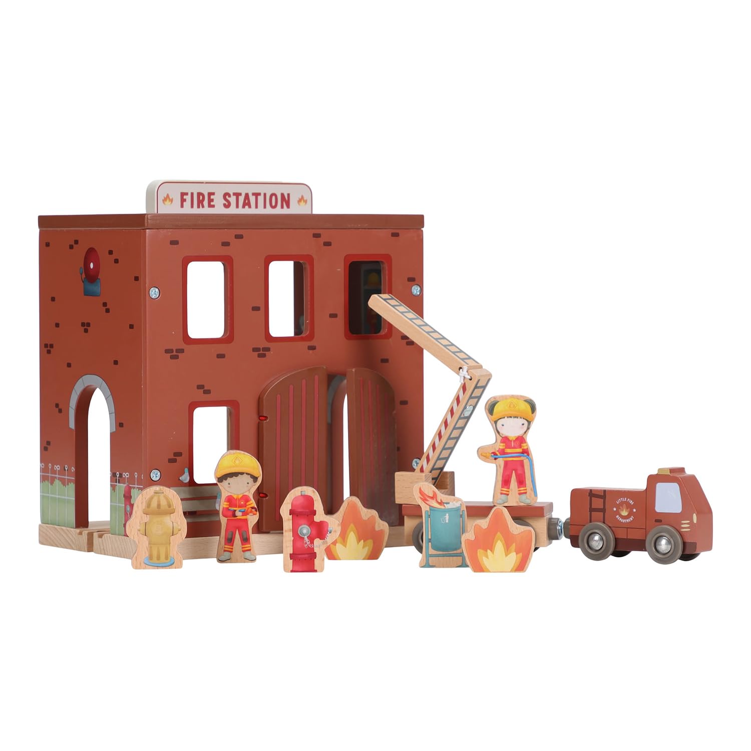 Holz Feuerwache mit Zubehör - Essentials rot