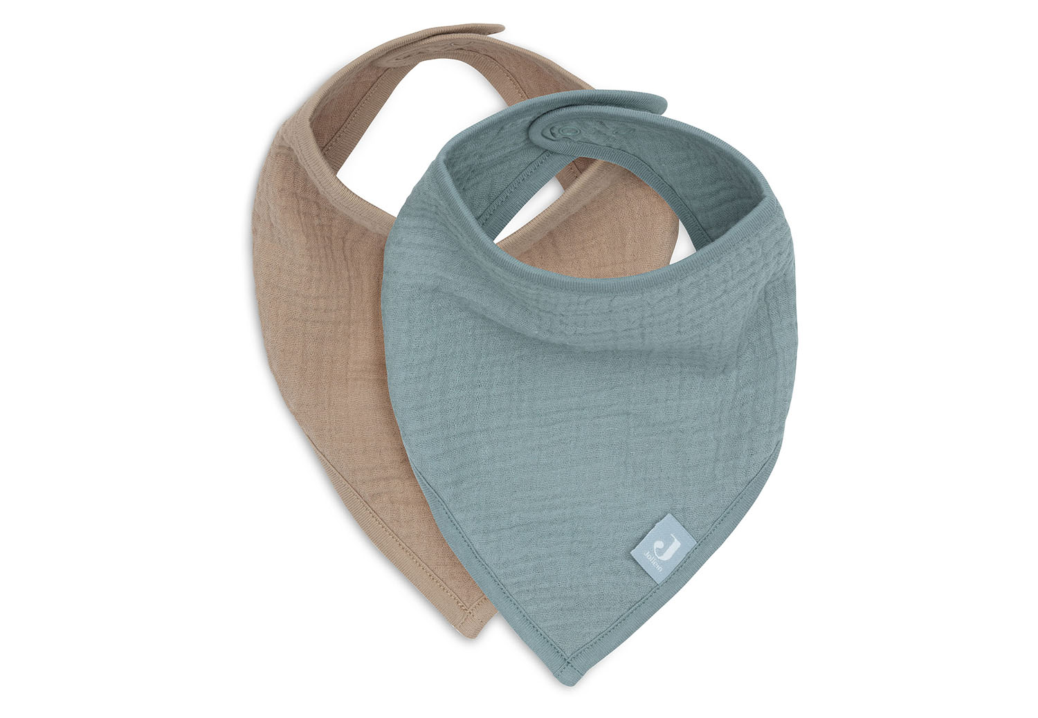 Bandana Lätzchen Halstuch 2er Set - Musselin Sea Green / Biscuit