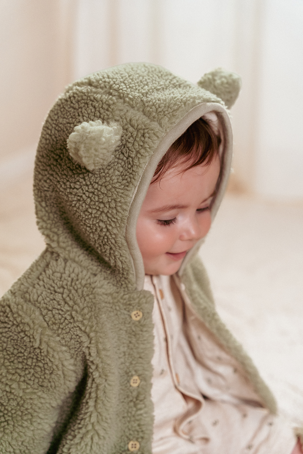 Jacke Teddyfell - Newborn Winter soft green (Gr. 74)